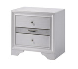 Contemporary 1pc Nightstand White Finish Silver Accents Hidden Jewelry Drawer Nickel Round Knob B011P145825