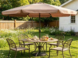 Brown 10ft Scalloped Patio Umbrella with PushButton Tilt, Vented Outdoor Market Parasol with Crank 60246374