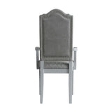 Two Tone Grey and Pearl Grey Upholstered Back Arm Chairs B062P185700