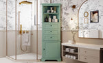ZUN Green Triangle Tall Cabinet with 3 Drawers and Adjustable Shelves for Bathroom, Kitchen or Living WF306469AAG