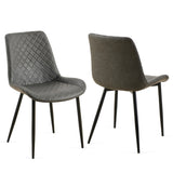 ZUN Dark Grey Leathaire Dining Chairs Set of 2,Mid-Century Modern Leathaire Chairs Kitchen Living Room W1164P225826