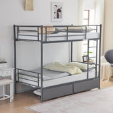 Twin Over Twin Convertible Bunk Bed with 2 Storage Drawers, Metal Bunk Bed Can be 58532352