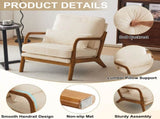 Low Arm Accent Chair - Off-White Corduroy Upholstered Indoor Lounge Chair, Compact Single Seater 07121818