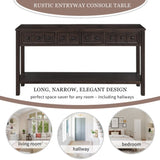 ZUN Rustic Entryway Console Table, 60" Long Sofa Table with two Different Size Drawers and Bottom Shelf 48408423