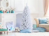 5 Feet White Artificial Christmas Pencil Tree with Folding Metal Stand 08228370