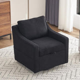 011-Teddy Fabric 360&deg Swivel Accent Chair with Upholstered,One Back Pillow,Armrest with Rivets W527P190836