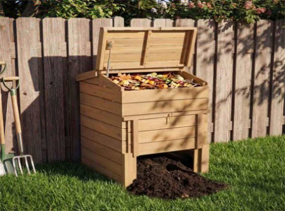 33 Tall Solid Wood Composter with Easy Top & Bottom Access, Decorative ...