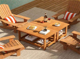 Sturdy Slatted Outdoor Coffee Table with Lower Shelf, Indoor Outdoor Multi-Purpose Center Table 49669200