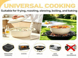 Cast iron 5QT cooking pot - ceramic white - comes with two silicone gloves - Enamel pot 06079080