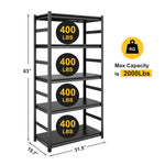 ZUN Adjustable Heavy Duty Metal Shelving - 5-Tier Storage Shelves, 2000LBS Load, Kitchen, Garage, Pantry 44333229