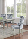 Classic Gray Flannelette 2pcs Sides Crystal-like Acrylic Buttons Upholstered Wingback Dining B011P306179
