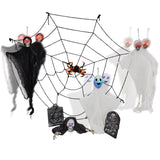 Outdoor Halloween Decorations 8-Piece Set, Hanging Ghosts Decor and Cobweb and Gravestone with 80897903