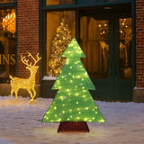 4FT Lighted Christmas Tree Yard Decorations, Pre-lit Holiday Decor with 110 Warm White LED Lights 73238893