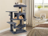 44" Multi-Level Cat Tree with Spacious Top Perch, 2-Door Condo & Hammock for Indoor Cats -Gray 97226898