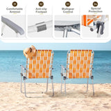 Set of 2 Webbed Folding Beach Chairs, Outdoor Patio Lawn Foldable Chairs for Camping Fishing Yard 42091416