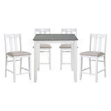 5-Piece Pack Counter Height Set Weathered Gray and White Table and Fabric Upholstered 4 Chairs B011115369