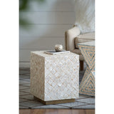 14x14x18" Square Capiz Stool, Cream W2078P326498