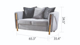 Thick Velvet Fabric Upholstered Loveseat Made With Wood in Gray B009P153974