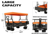 480Lbs Collapsible Wagon with Canopy,Wagon Stroller with 7" All-Terrain Wheels, Lightweight Foldable 01562892