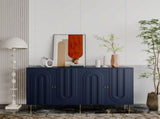 Modern Blue Lacquered 4 Door Wooden Cabinet Sideboard Buffet Server Cabinet Storage Cabinet, for 64268074