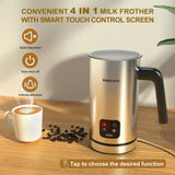 Milk Frother and Steamer, Electric Milk Warmer with Touch Screen, BIZEWO 4 IN 1 Automatic Stainless 36710689