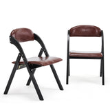 Set of 2 Wooden Folding Chairs with Padded Seats, Portable Simple Folding Chairs with Cushion for 56717735