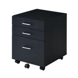 Rectangular Mobile Cabinet with 3 Drawers, Black and Chrome B016P325920