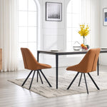 ZUN Dining Chair,Thickened fabric chairs with metal legs Set of 2,Brown W1249P243513