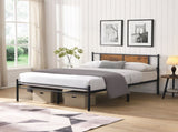 California King Bed Frames ,Headboard with wood panel decoration,black W311P284655