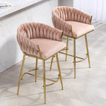 ZUN 26'' Counter height bar stools Set of 2 kitchen island counter bar stool with hand- wave back,golden W2215P184990