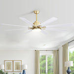 ZUN 66 Inch Modern Ceiling Fan With Dimmable Led Light 8 ABS Blades Remote Control Reversible DC Motor W882P147244