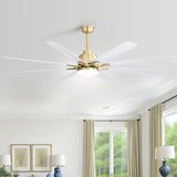 ZUN 66 Inch Modern Ceiling Fan With Dimmable Led Light 8 ABS Blades Remote Control Reversible DC Motor W882P147244