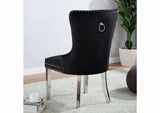 Contemporary Black Color Flannelette 2pcs Side Chairs Button-Tufted Upholstered Dining Chairs B011P208974