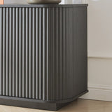 64-Inch Wavy TV Cabinet, Round Sideboard, Wooden Vertical Stripe Storage Cabinet, Aluminum Door W1162P309027