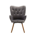 ZUN Doarnin Contemporary Silky Velvet Tufted Button Back Accent Chair, Gray T2574P164268