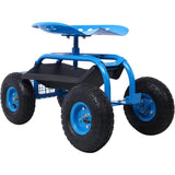 Rolling Garden Scooter Garden Cart Seat with Wheels and Tool Tray, 360 Swivel Seat,Blue W46542629