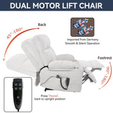 Beige Dual Motor Infinite Position Up to 350 LBS Chenille Power Lift Recliner Chair, Heavy Duty W3224P295282
