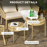 ZUN Brown PE Wicker Patio End Table Set 73215608