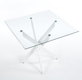Dining Table with cross metal leg and tempered glass,Modern Space Saving Kitchen Table for Living W234P311858
