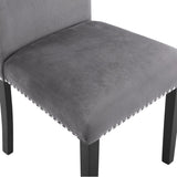 Cobre Contemporary Velvet Dining Chair with Nailhead Trim, Set of 2, Gray T2574P164559