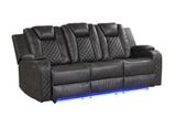 LED & Power Reclining Sofa Made With Faux Leather in Gray 659436452237