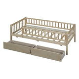 Twin Size Daybed Wood Bed with Two Drawers, Natural WF301864AAN