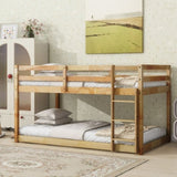 ZUN Solid Wooden , Solid Rubber Wooden Twin over Twin Loft Bed with Ladder ,Upper and Bottom Bed W504P191652