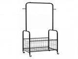 3-in-1 Rolling Clothes Rack with Storage Basket & Hooks, Metal Garment Rack for Laundry Bedroom 30051381