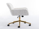 A&A Furniture Office Chair,Artificial rabbit hair Home Office Chair with Golden Metal W114392211