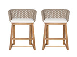 Outdoor Acacia Wood Bar Stools , Teak Finish Bar Height Chairs with Beige Cushion & Light N773P306707B