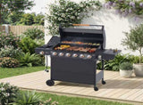 6 Burner BBQ Propane Gas Grill with Side Burner 72000 BTU Output Stainless Steel Barbecue Grill with 66947950