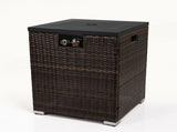 Wicker Fire Pit Column with Glass Wind Guard 56659586