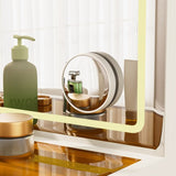 46"Glass Top Vanity Desk with 10 Drawers Makeup Vanity with Mirror and Stool,3 Lighting Modes W2887P311841
