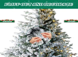 7 FT Pre-lit Snow Flocked Christmas Tree, Artificial Hinged Xmas Pine Tree with 1100 Branch Tips, 02996300